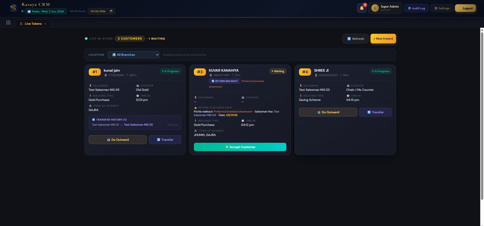Rasaya CRM Token Management