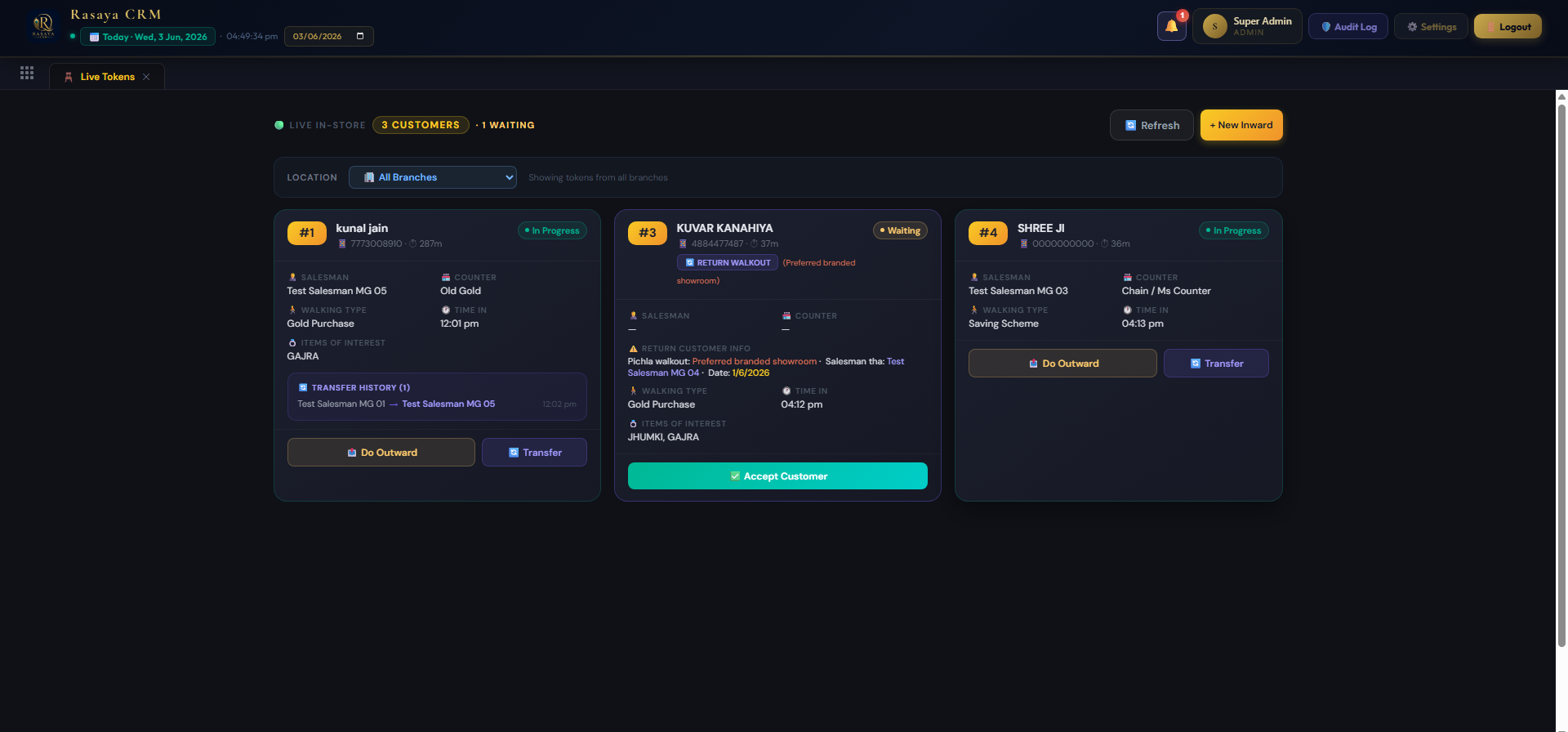 Rasaya CRM Token Management