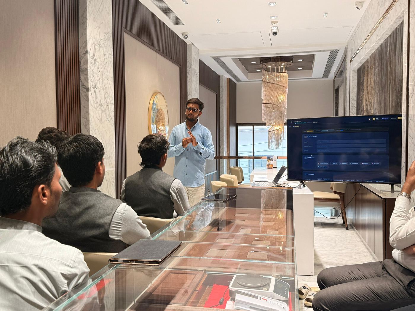 Rasaya CRM software training at jewellery showroom